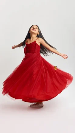 Outlet Maroon Floral Princess Gown Dresses & Sets | Gowns