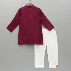 Fashion Maroon Kurta With Embroidered Jacket And Pyjama BOY Indian Ethnic Wear | Ethnic Sets