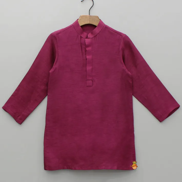 Fashion Maroon Kurta With Embroidered Jacket And Pyjama BOY Indian Ethnic Wear | Ethnic Sets