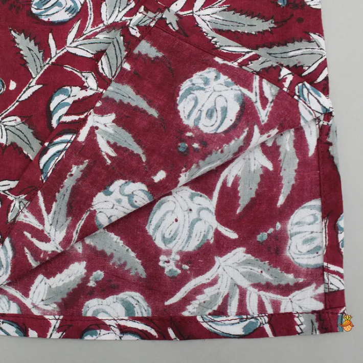 Clearance Maroon Summer Block Print Kurta And Pyjama BOY Indian Ethnic Wear | Ethnic Sets