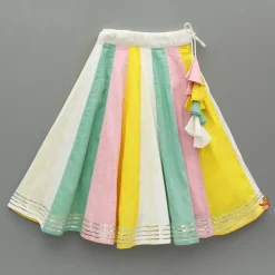 Fashion Mermaid Applique Embroidered Top And Colour Blocked Lehenga Ethnic Wear | Lehengas & Ghagras