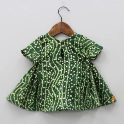Sale Mirror Work And Bandhani Printed Dark Green Fancy Short Kurti Ethnic Wear | Kurtis & Jumpsuits