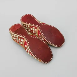 Discount Mirror Work Crimson Red Pearly Floral Jutti Shoes