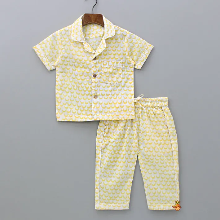 New Moon Printed Yellow Shirt And Pyjama BOY Sleep Wear | Sleepwear