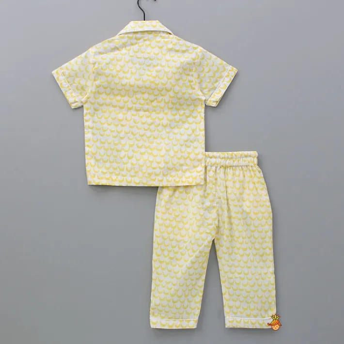 New Moon Printed Yellow Shirt And Pyjama BOY Sleep Wear | Sleepwear