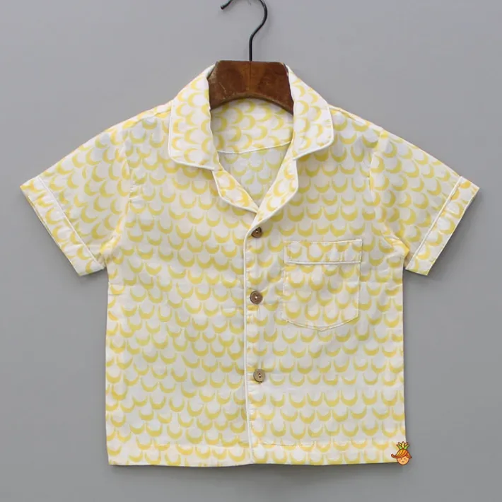 New Moon Printed Yellow Shirt And Pyjama BOY Sleep Wear | Sleepwear
