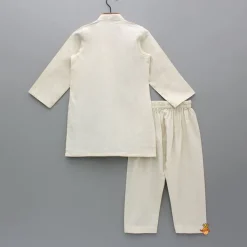 Outlet Multi Pattern Embroidered Off White Kurta With Pyjama BOY Indian Ethnic Wear | Ethnic Sets