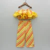 Discount Multicolor Striped Printed Embroidered Strappy Ruffle Detail Cape Top With Inner And Palazzo Ethnic Wear | Palazzos & Shararas