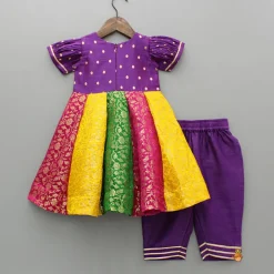 New Multicolour Anarkali Kurti With Pant And Dupatta Ethnic Wear | Churidars & Salwars