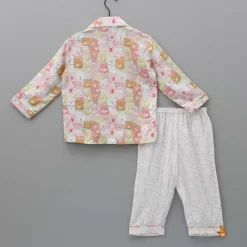 Online Multicolour Animal Printed Bamboo Fabric Top With Pyjama BOY Sleep Wear | Sleepwear