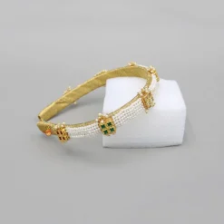 Discount Multicolour Artificial Stones And Pearls Embellished Hairband Hair Accessories | Hair Bands