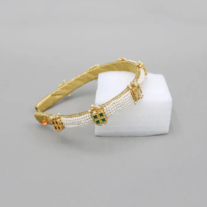 Discount Multicolour Artificial Stones And Pearls Embellished Hairband Hair Accessories | Hair Bands