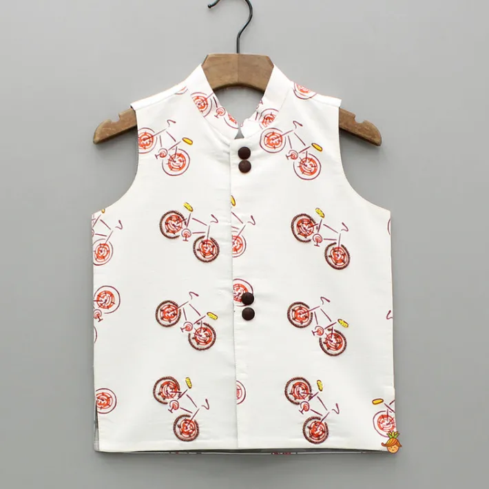 Best Multicolour Bicycle Printed Jacket BOY Indian Ethnic Wear | Ethnic Jackets