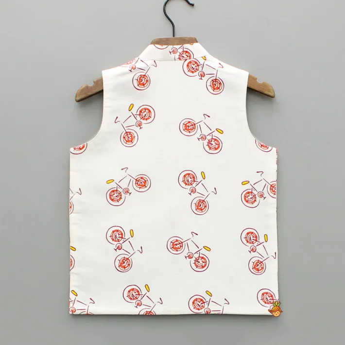 Best Multicolour Bicycle Printed Jacket BOY Indian Ethnic Wear | Ethnic Jackets