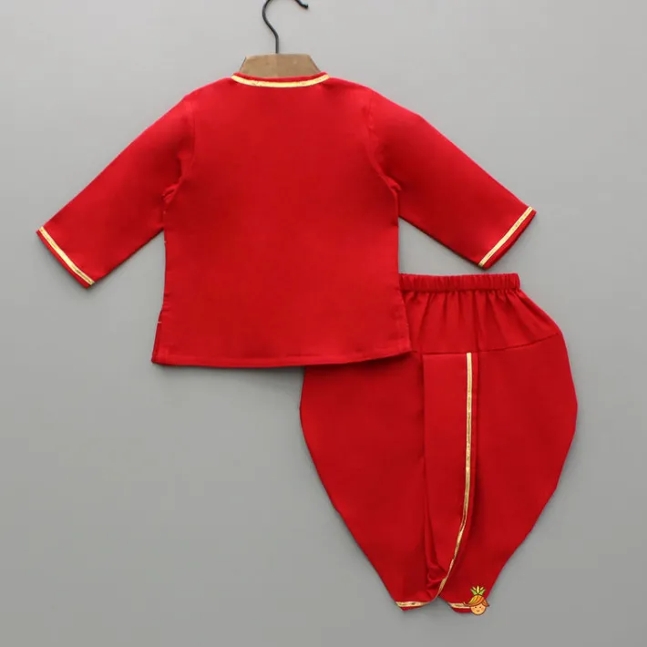 New Multicolour Bird Embroidered Kurta And Dhoti With Matching Cap And Booties BOY Twinning Sets | Baby Essentials