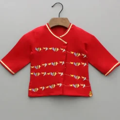 New Multicolour Bird Embroidered Kurta And Dhoti With Matching Cap And Booties BOY Twinning Sets | Baby Essentials