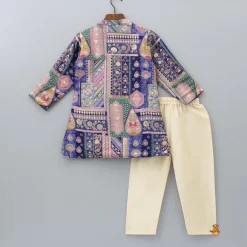 Fashion Multicolour Brocade Embroidered Kurta With Beige Colour Pyjama BOY Indian Ethnic Wear | Ethnic Sets