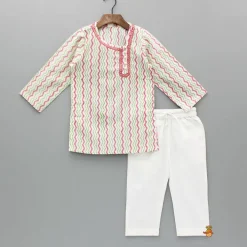 Best Multicolour Chevron Printed Side Open Kurta With Pyjama BOY Indian Ethnic Wear | Ethnic Sets