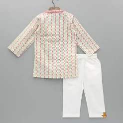 Best Multicolour Chevron Printed Side Open Kurta With Pyjama BOY Indian Ethnic Wear | Ethnic Sets
