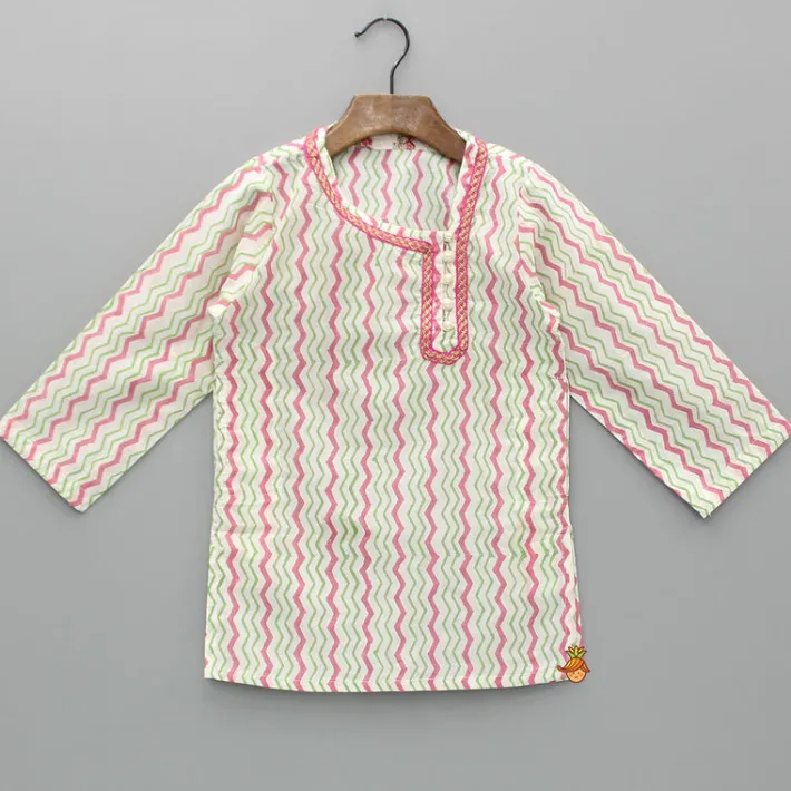 Best Multicolour Chevron Printed Side Open Kurta With Pyjama BOY Indian Ethnic Wear | Ethnic Sets