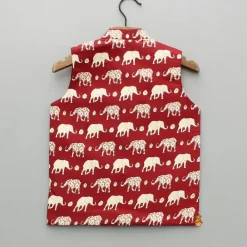 Sale Multicolour Elephant Printed Jacket BOY Indian Ethnic Wear | Ethnic Jackets