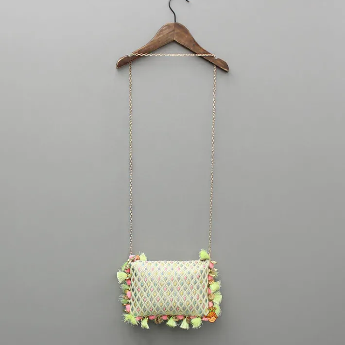 Discount Multicolour Embroidered Green Sling Bag Bags