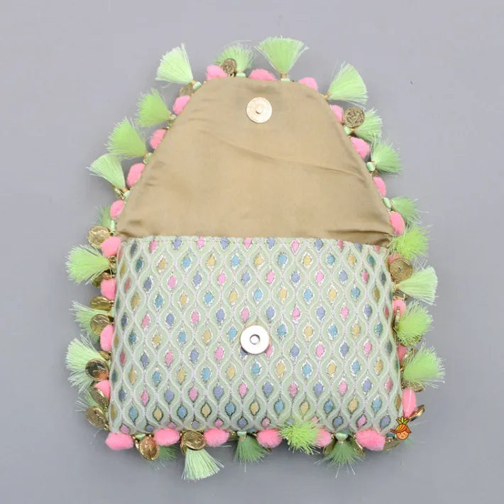 Discount Multicolour Embroidered Green Sling Bag Bags