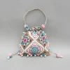 Hot Multicolour Embroidered Pom Pom Tassels Detailed Potli Bag Bags