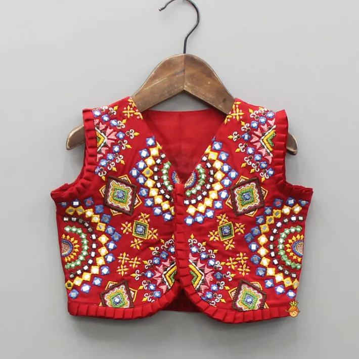 New Multicolour Embroidered Red Top And Lehenga Ethnic Wear | Lehengas & Ghagras