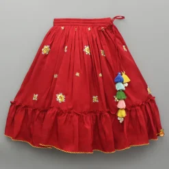 New Multicolour Embroidered Red Top And Lehenga Ethnic Wear | Lehengas & Ghagras