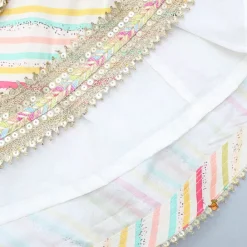 Fashion Multicolour Embroidered Top And Floral Printed Layered Lehenga Ethnic Wear | Lehengas & Ghagras