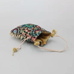 Hot Multicolour Embroidered Velvet Potli Bag Bags