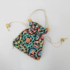 Hot Multicolour Embroidered Velvet Potli Bag Bags
