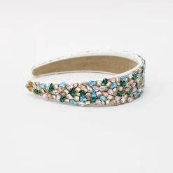 New Multicolour Faux Gemstones Studded White Hair Band Hair Accessories | Hair Bands