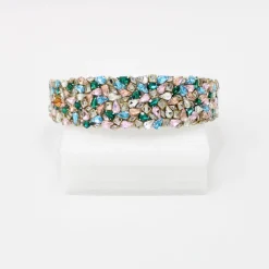 New Multicolour Faux Gemstones Studded White Hair Band Hair Accessories | Hair Bands