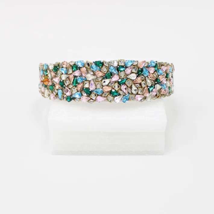 New Multicolour Faux Gemstones Studded White Hair Band Hair Accessories | Hair Bands