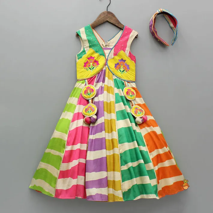 Online Multicolour Flared Kurti And Matching Hairband Ethnic Wear | Kurtis & Jumpsuits
