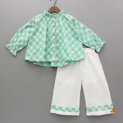 Fashion Multicolour Floral Hand Block Printed Top And Pyjama Sleepwear