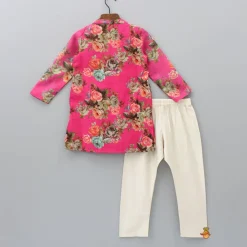 Outlet Multicolour Floral Printed Pink Kurta With Pyjama BOY Indian Ethnic Wear | Ethnic Sets