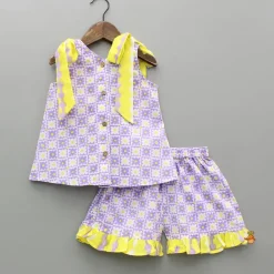 Discount Multicolour Hand Block Floral Printed Top And Shorts Sleepwear