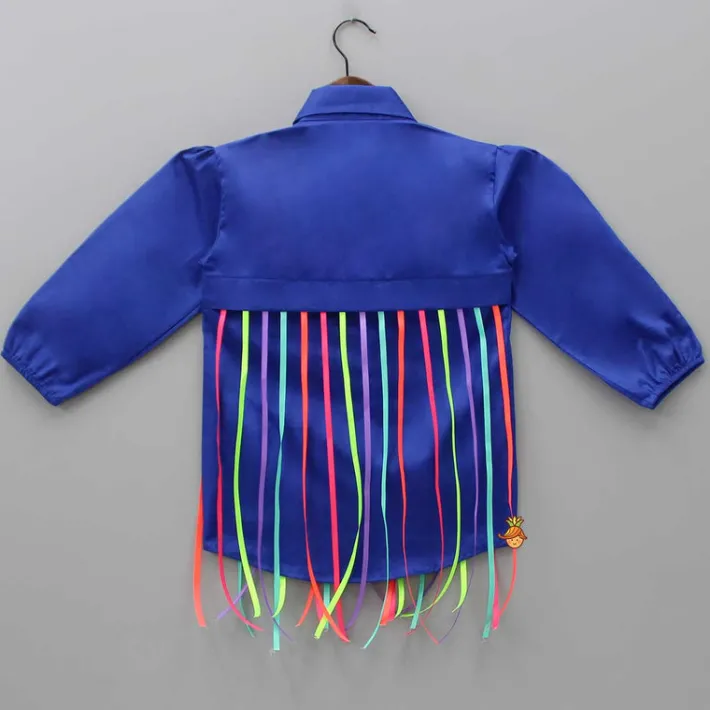 Discount Multicolour Hanging Strings Adorned Blue Dress Dresses & Sets | Dresses