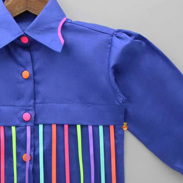 Discount Multicolour Hanging Strings Adorned Blue Dress Dresses & Sets | Dresses