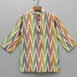 Online Multicolour Ikkat Printed Kurta And Pyjama BOY Indian Ethnic Wear | Ethnic Sets