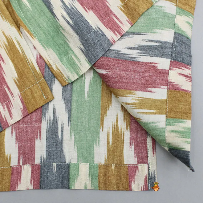 Online Multicolour Ikkat Printed Kurta And Pyjama BOY Indian Ethnic Wear | Ethnic Sets