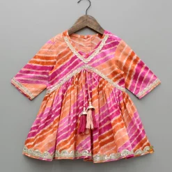 Sale Multicolour Leheriya Printed Kurti With Lace Work Sharara And Dupatta Ethnic Wear | Palazzos & Shararas
