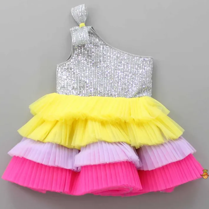 Best Multicolour One Shoulder Ruffle Dress Dresses & Sets | Dresses