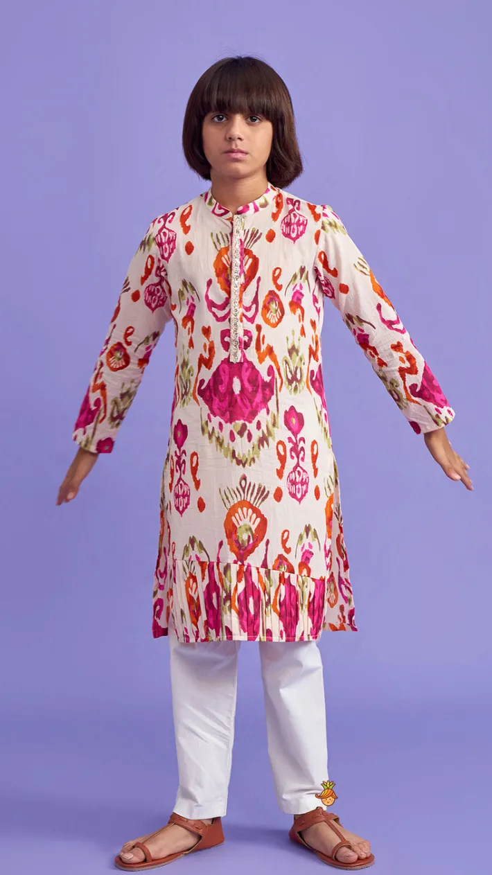 Online Multicolour Pleated Hem Kurta And Pyjama BOY Indian Ethnic Wear | Ethnic Sets