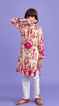 Online Multicolour Pleated Hem Kurta And Pyjama BOY Indian Ethnic Wear | Ethnic Sets