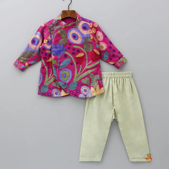Online Multicolour Printed Asymmetrical Hem Kurta And Pyjama BOY Indian Ethnic Wear | Ethnic Sets