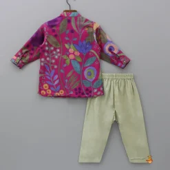 Online Multicolour Printed Asymmetrical Hem Kurta And Pyjama BOY Indian Ethnic Wear | Ethnic Sets